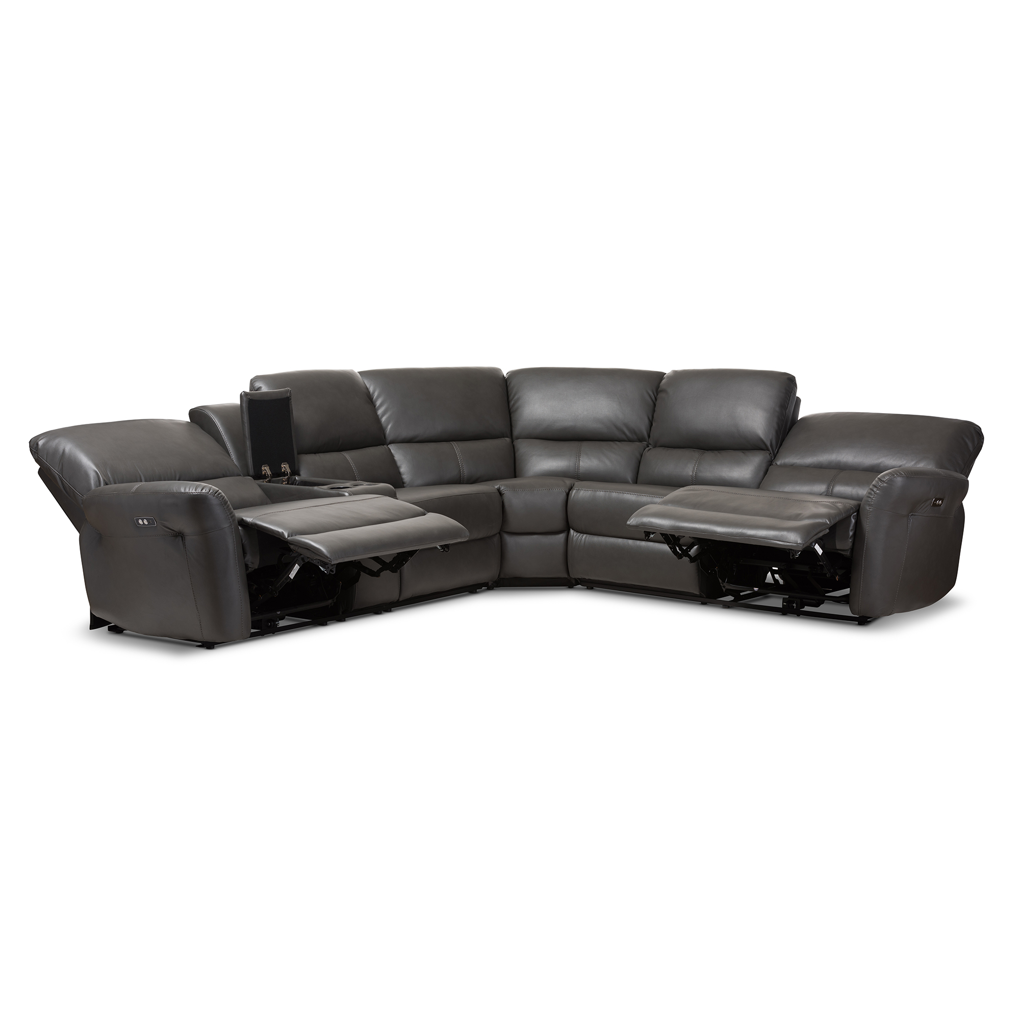 Amaris Modern Bonded Leather 5pc Power Reclining Sectional